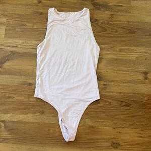 Pink Sleeveless Bodysuit with Rounded Neckline